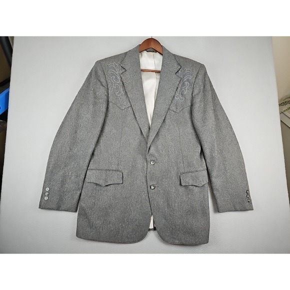 Pagano West Jacket Western Suit Blazer Men's 44 Gray Cowboy‎ Rockabilly Coat